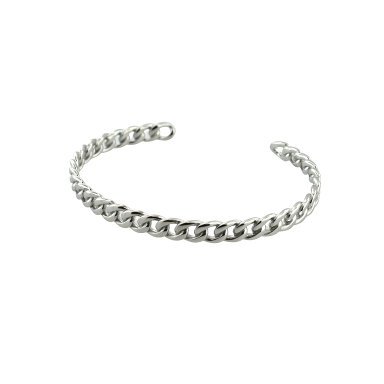 Expressions Jewelers Silver Curb Chain Link Cuff Bracelet
