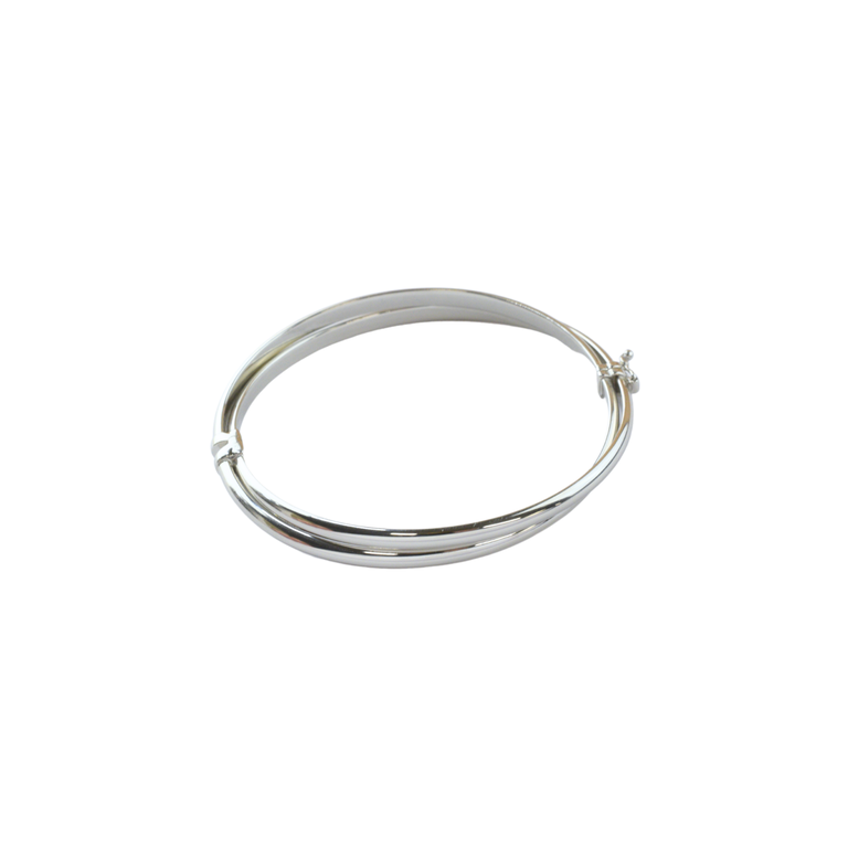 Silver Double Round Hinged Bangle