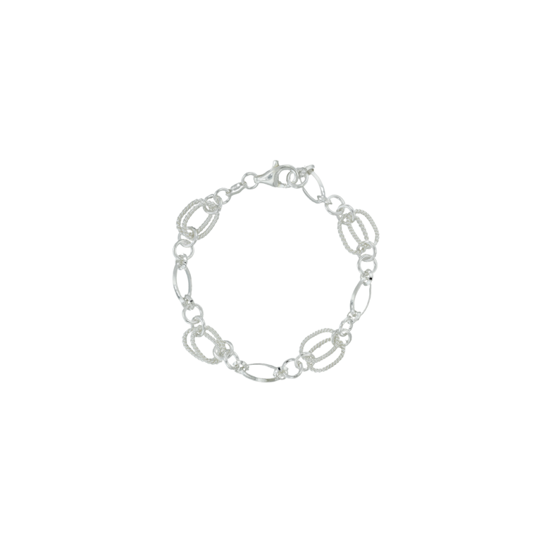 Silver Double Twisted  Ovals Bracelet