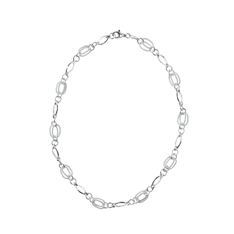 Silver Double Twisted Ovals Necklace