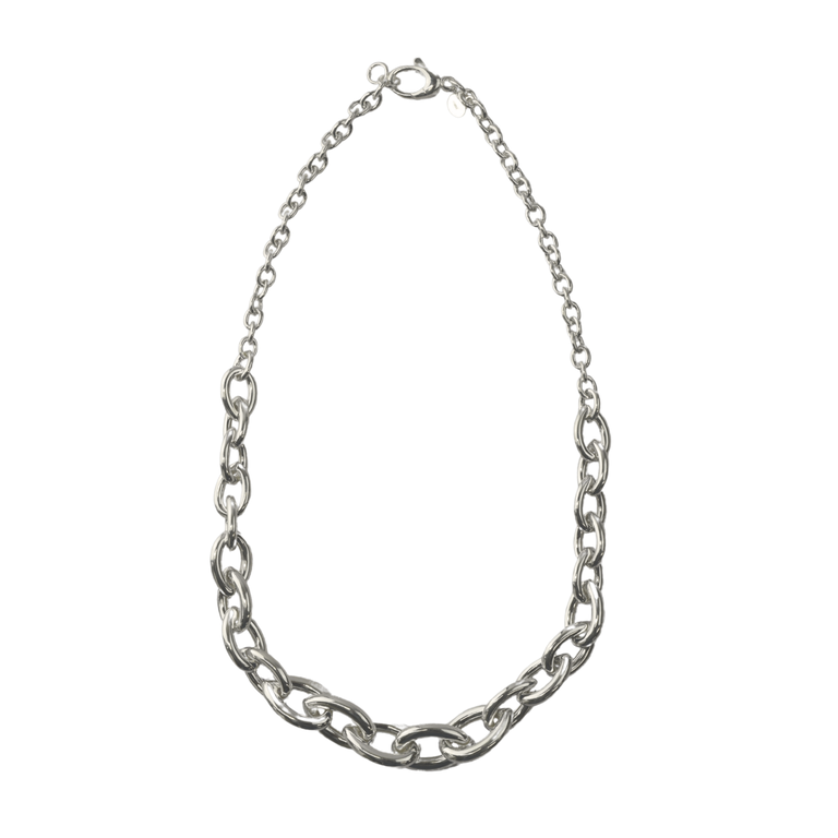 Silver Classic Graduated Ovals Necklace