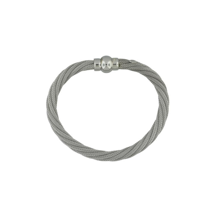 Expressions Jewelers Silver Twisted Mesh Bracelet with Magnetic Clasp