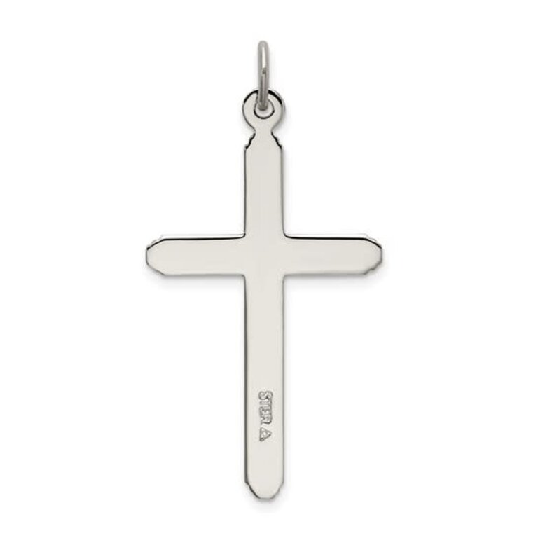 Sterling Silver Sterling Silver Polished Grooved Cross Pendant