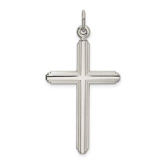 Expressions Jewelers Sterling Silver Polished Grooved Cross Pendant