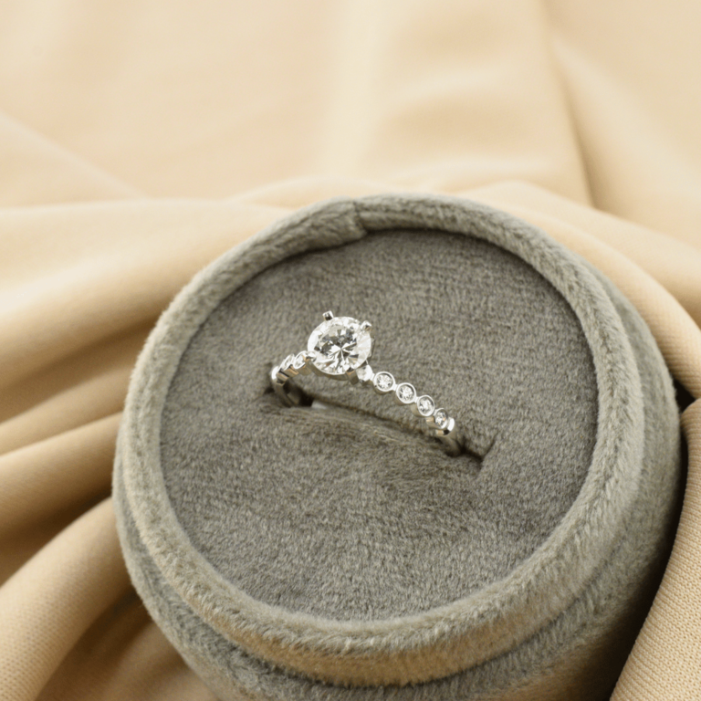 Diamond Engagement Ring with Bezel Set Accents