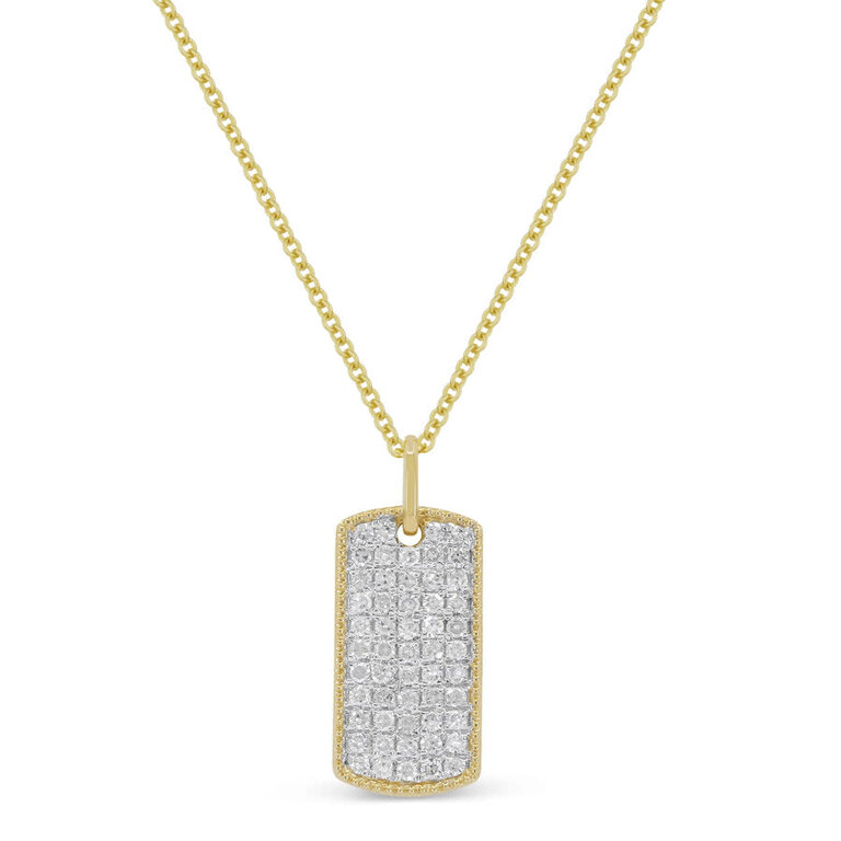 14k Rectangular Diamond Pendant Necklace