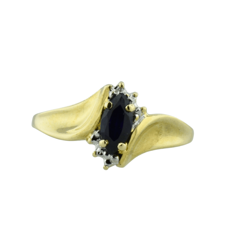 Estate Collection Estate 10k Deep Blue Stone Bypass Ring