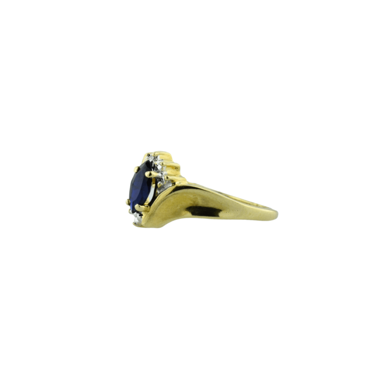 Estate Collection Estate 10k Deep Blue Stone Bypass Ring