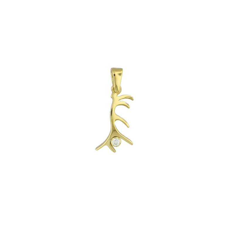 Estate Collection Estate/ 14K Diamond Antler Pendant/ .05cttw