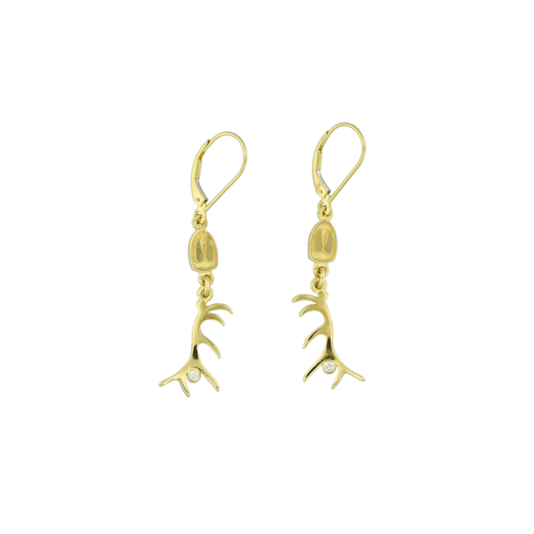 Estate Collection Estate/ 14K Diamond Antler Earrings/.05cttw