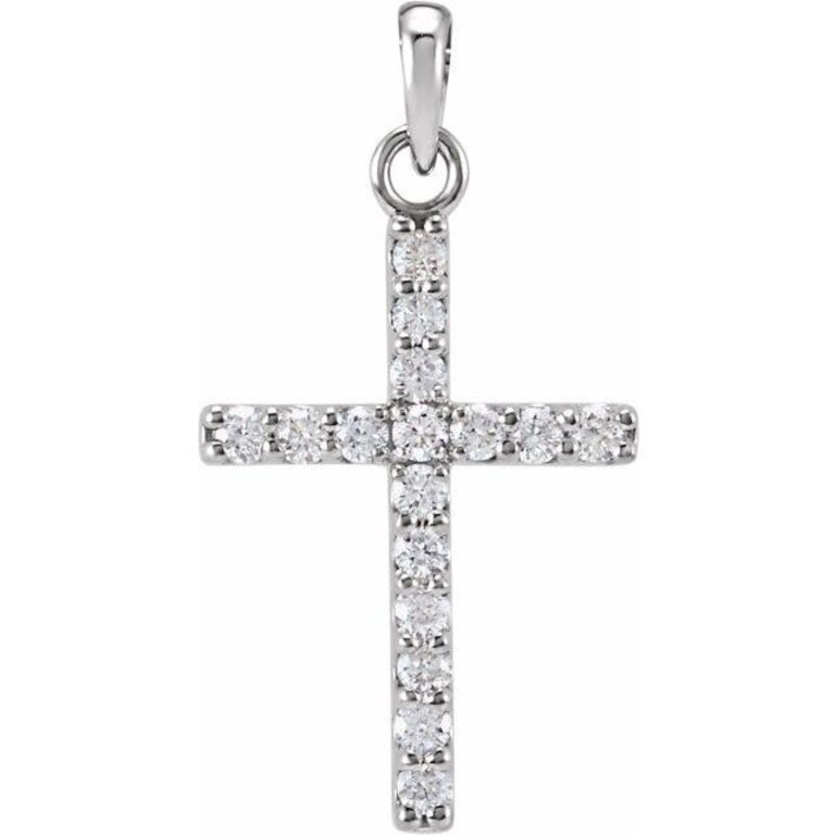14K Natural Diamond Cross Pendant