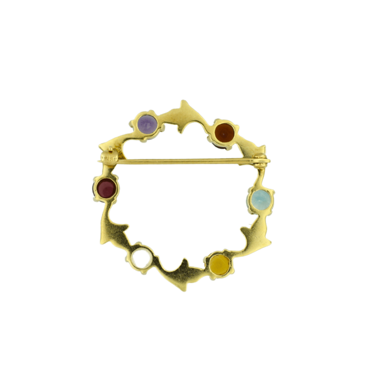 Estate 14K Pin with Multi Colored Stones