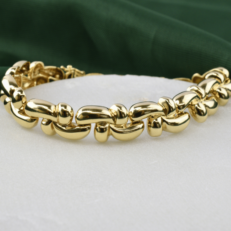 Estate 14K Gold Fancy Puff Link Bracelet