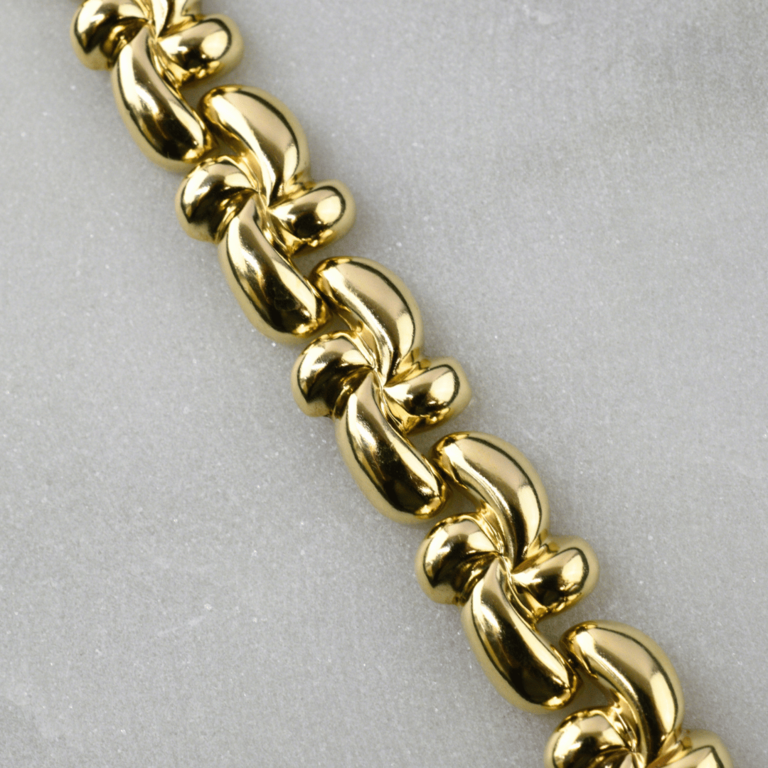 Estate 14K Gold Fancy Puff Link Bracelet