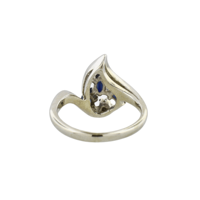 Estate Deep Blue Stone Ring with Diamond Accent