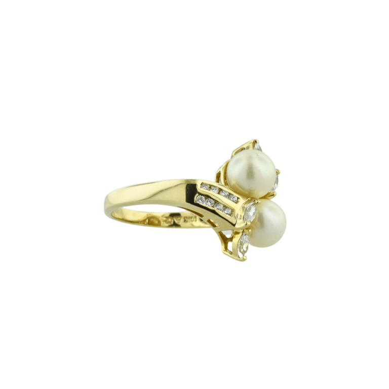 Estate 14k Double Pearl Ring