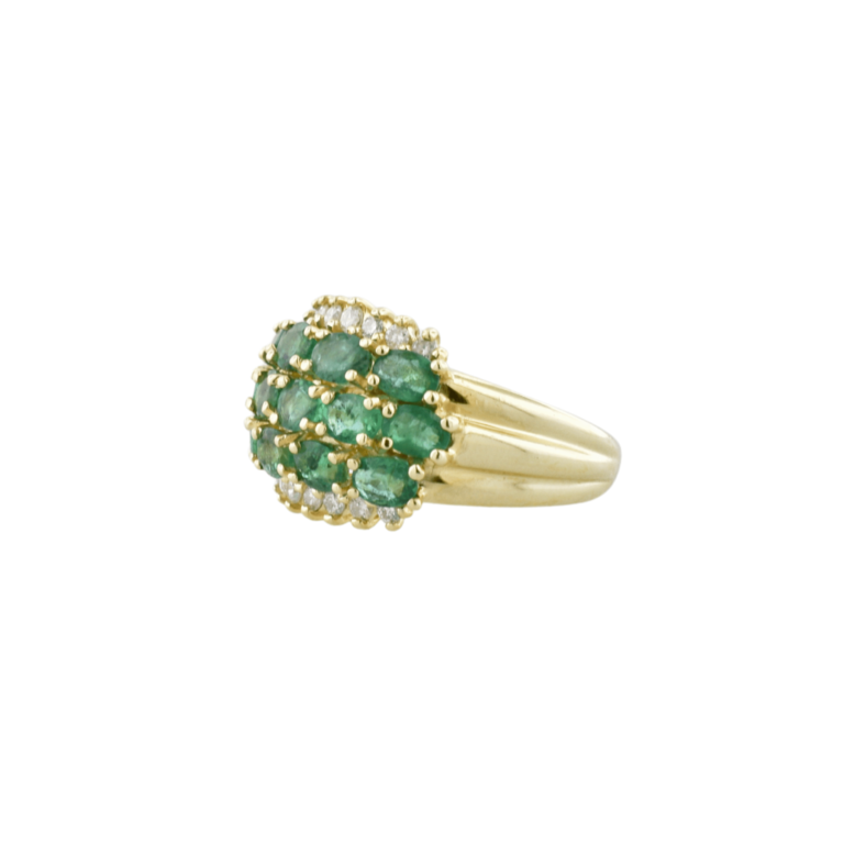 Estate Emerald & Diamond Cluster Ring