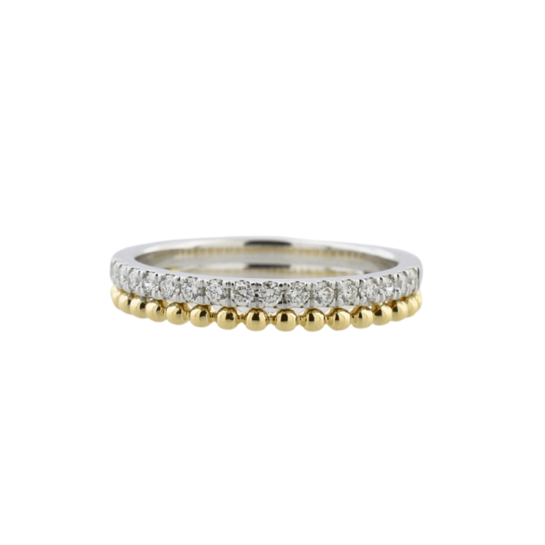 Two-Tone Beaded Diamond Wedding Band