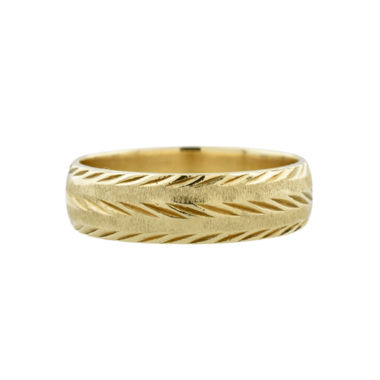 Estate Collection Estate 14K Gold Feather Engraved Band