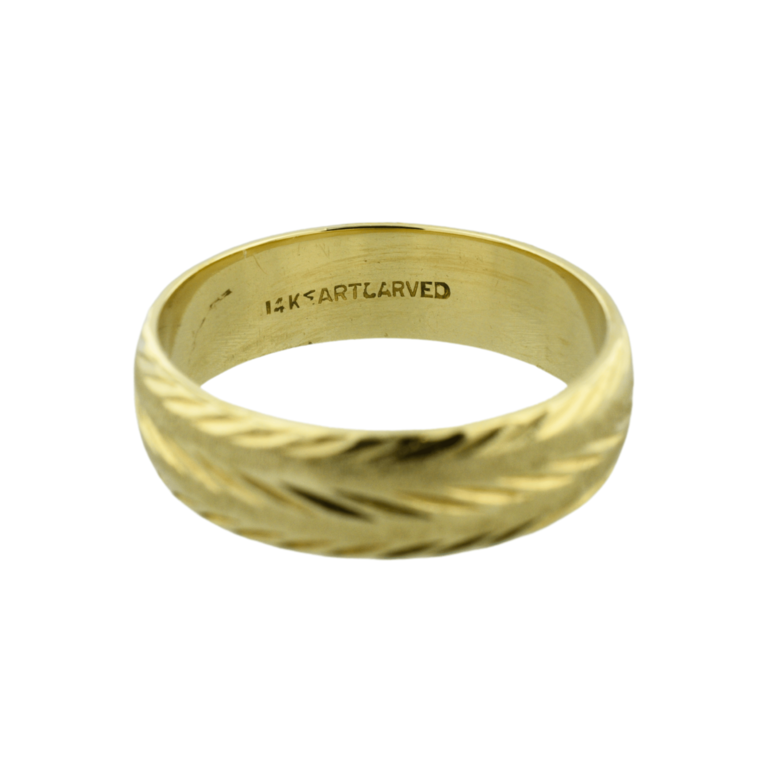 Estate Collection Estate 14K Gold Feather Engraved Band