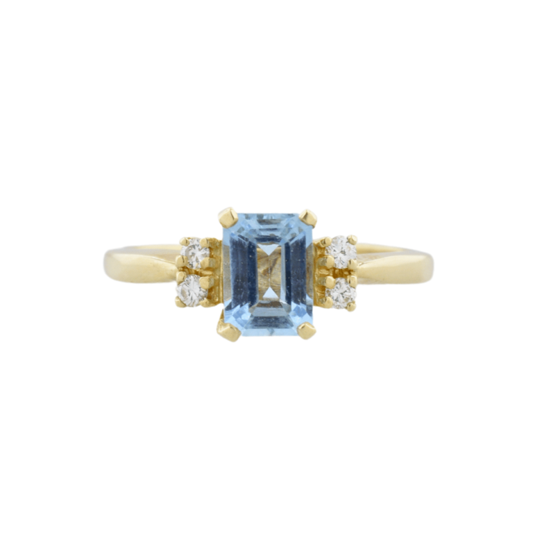 Estate Collection Estate 14K Aquamarine and Diamond Accented Ring