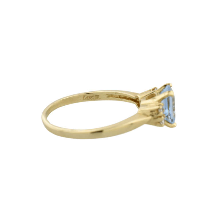 Estate Collection Estate 14K Aquamarine and Diamond Accented Ring