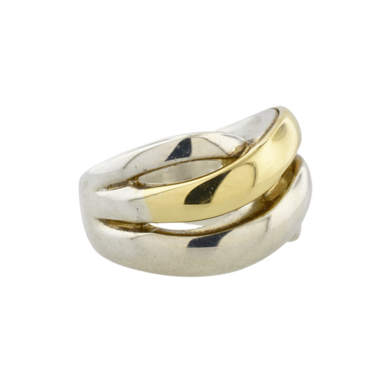 Estate Collection Estate 18K Gold and Sterling Criss-Cross Ring