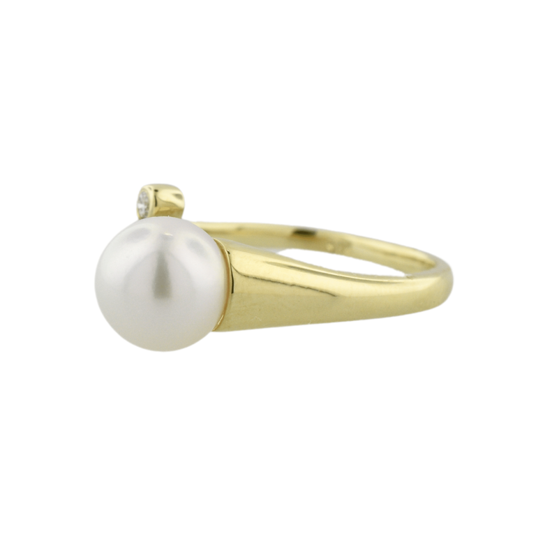 14k Cultured Pearl & Diamond  Bypass Ring