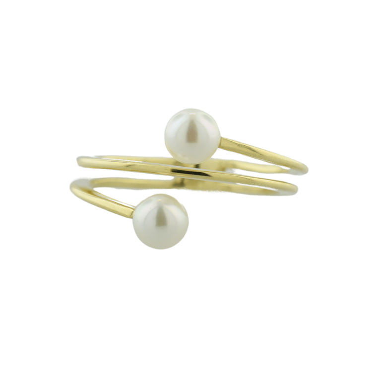 14k Double Wrap Pearl Ring