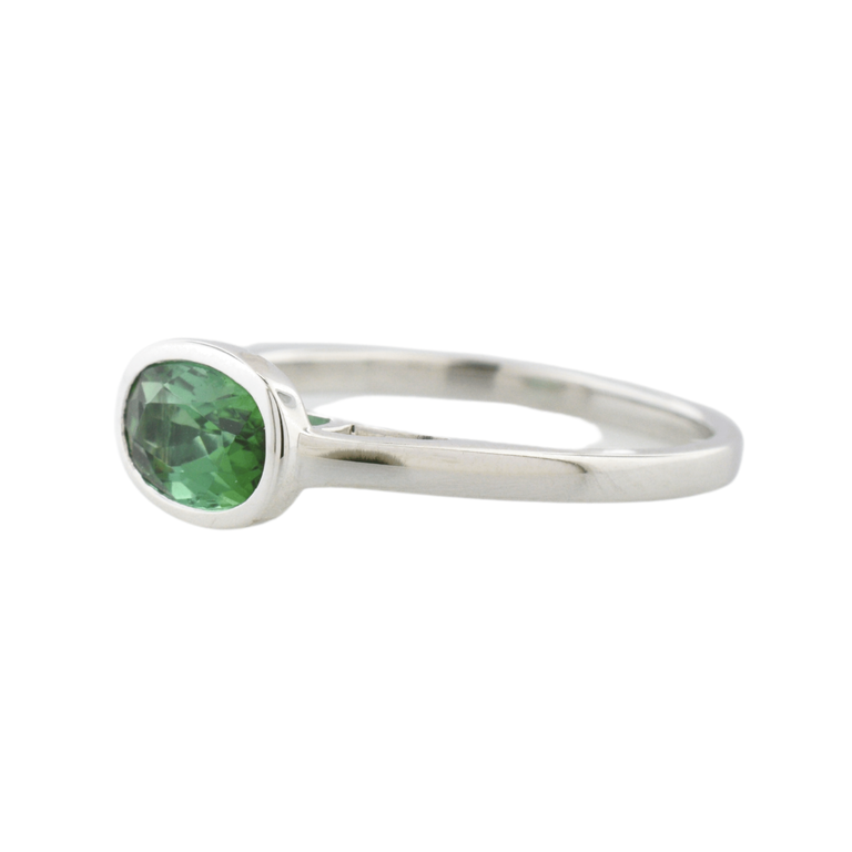 14K Bezel-Set Green Tourmaline Ring