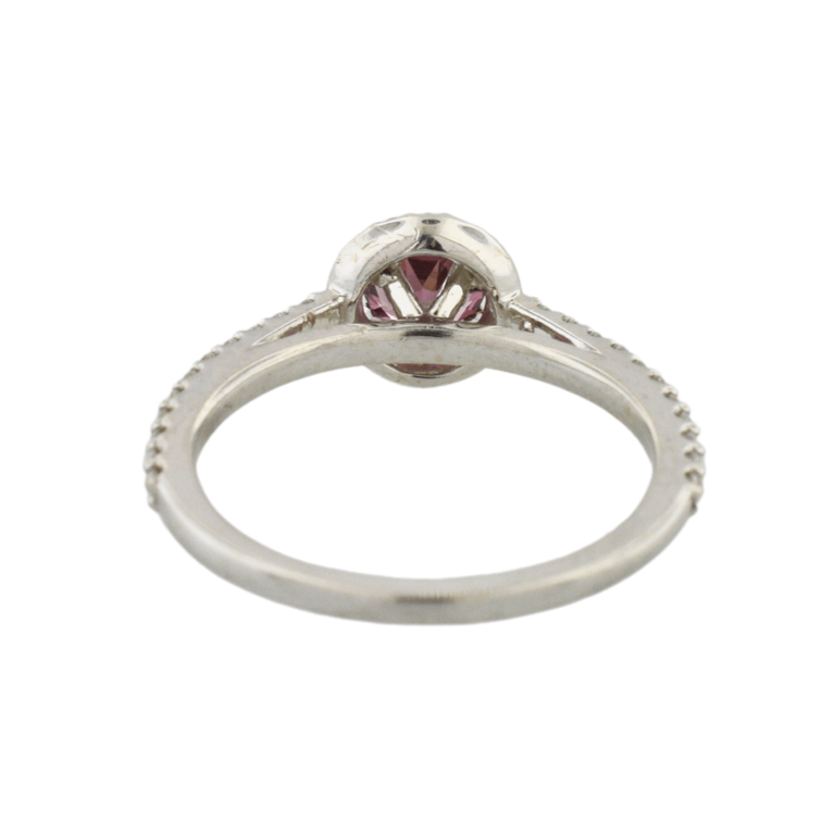 14K Rhodolite Garnet Ring with Diamond Halo