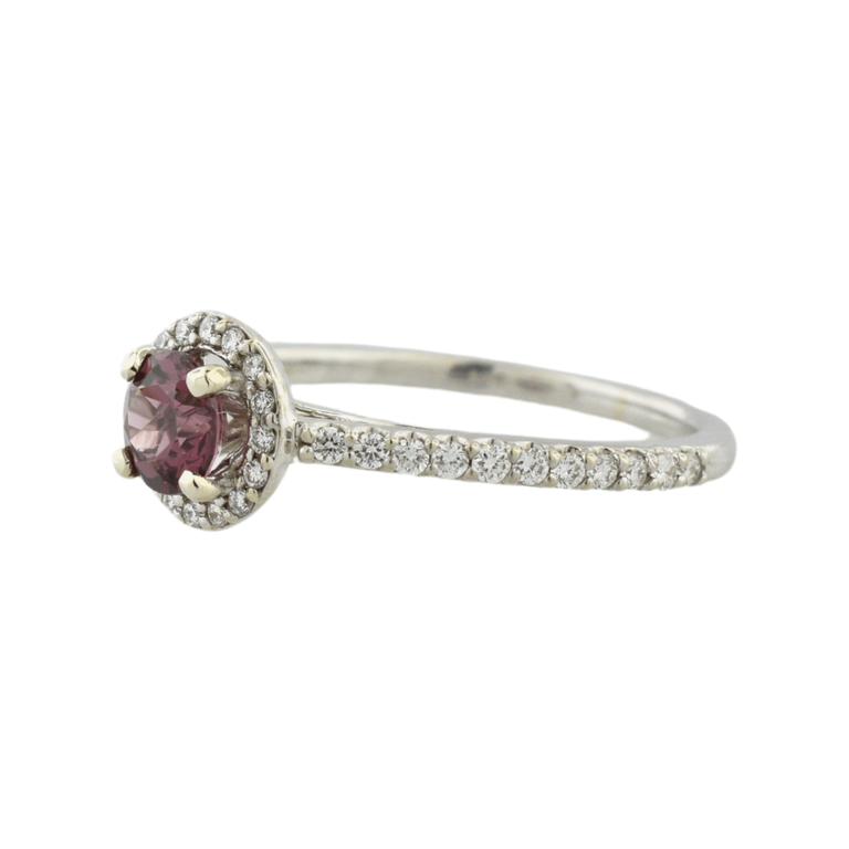 Expressions Jewelers 14K Rhodolite Garnet Ring with Diamond Halo