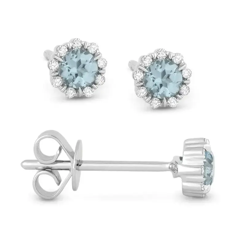 Aquamarine & Diamond Studs