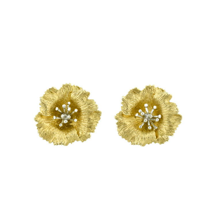 Estate Large Flower Earrings