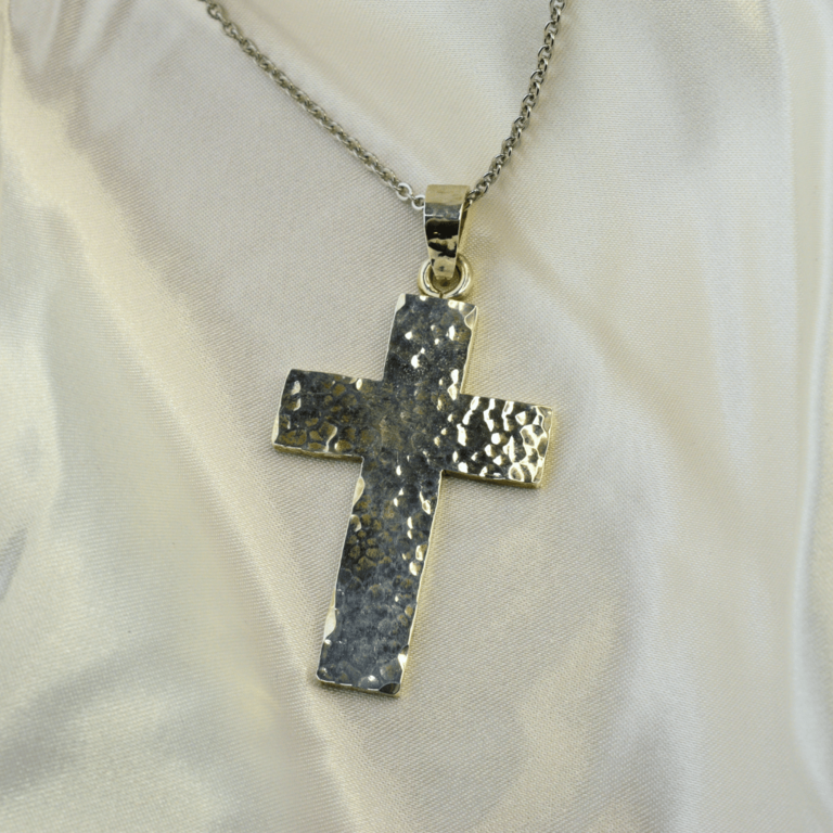 Handmade Hammered Sterling Cross Pendant