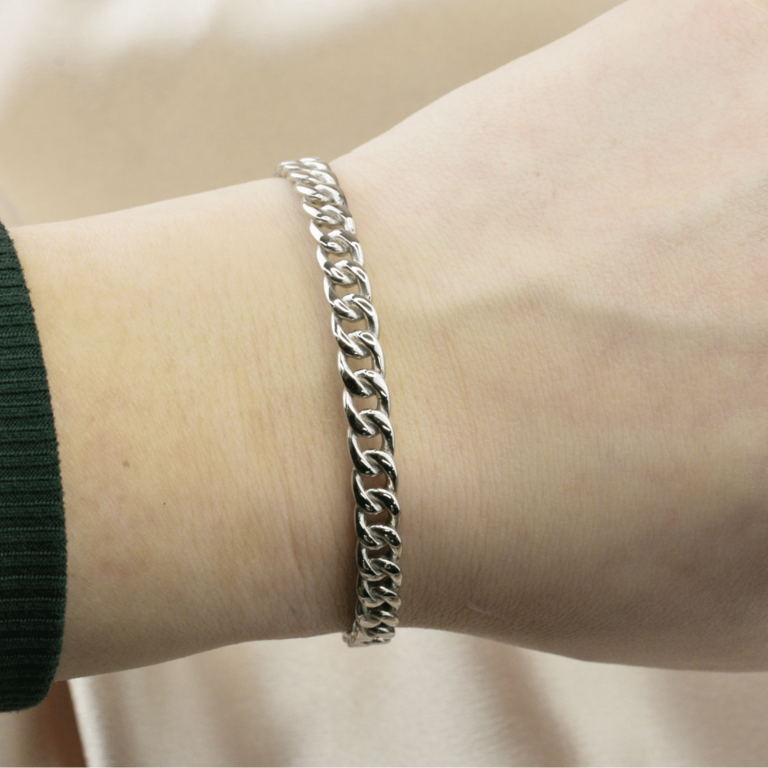 Expressions Jewelers Silver Curb Chain Link Cuff Bracelet