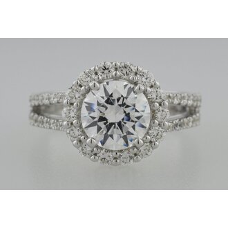 Expressions Jewelers 14KW Split Shank Halo Engagement Ring