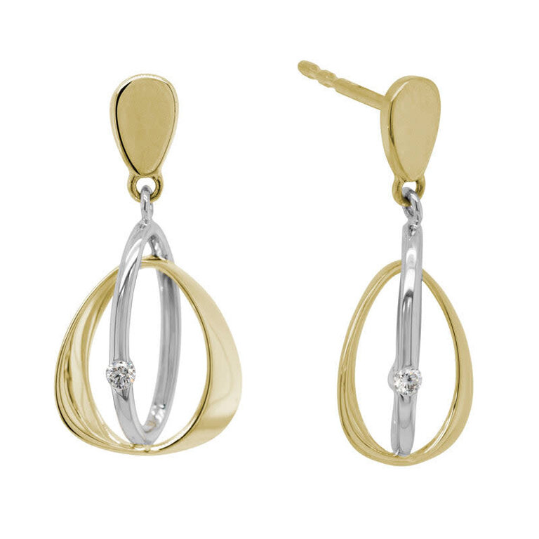 Expressions Jewelers 14K Two-Tone Abstract Diamond Drop Earrings