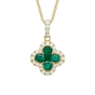Expressions Jewelers Emerald & Diamond Flower Necklace
