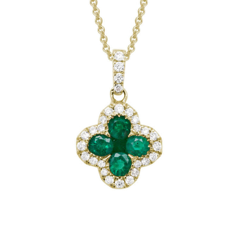 Artistry Emerald & Diamond Flower Necklace