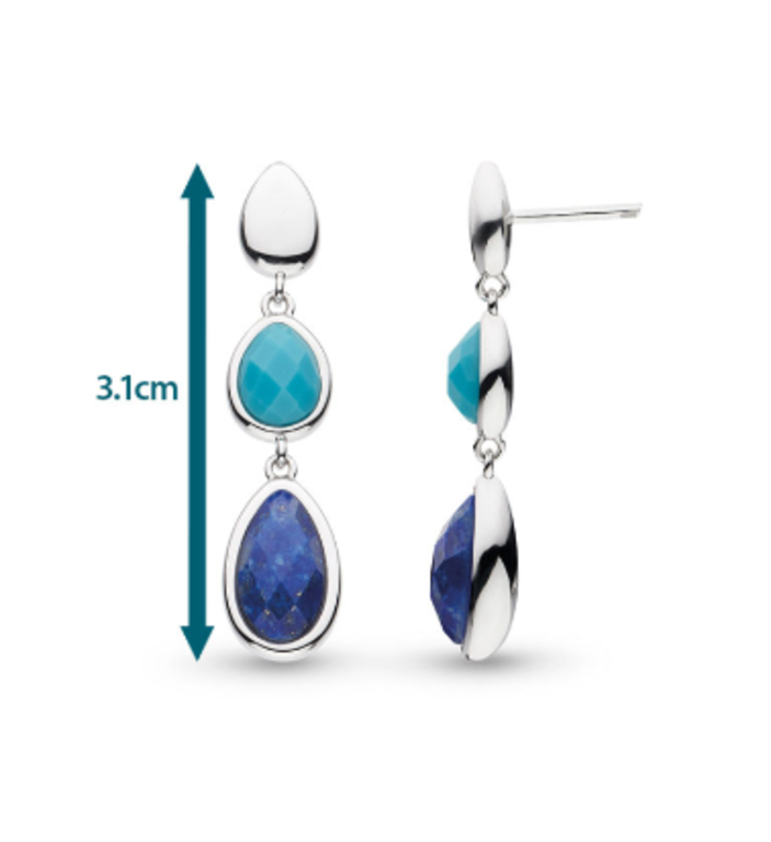 Kit Heath Coast Pebble Azure Gemstone Trio Droplet Stud Drop Earrings