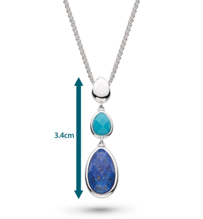 Kit Heath Coast Pebble Azure Gemstone Trio Droplet Necklace