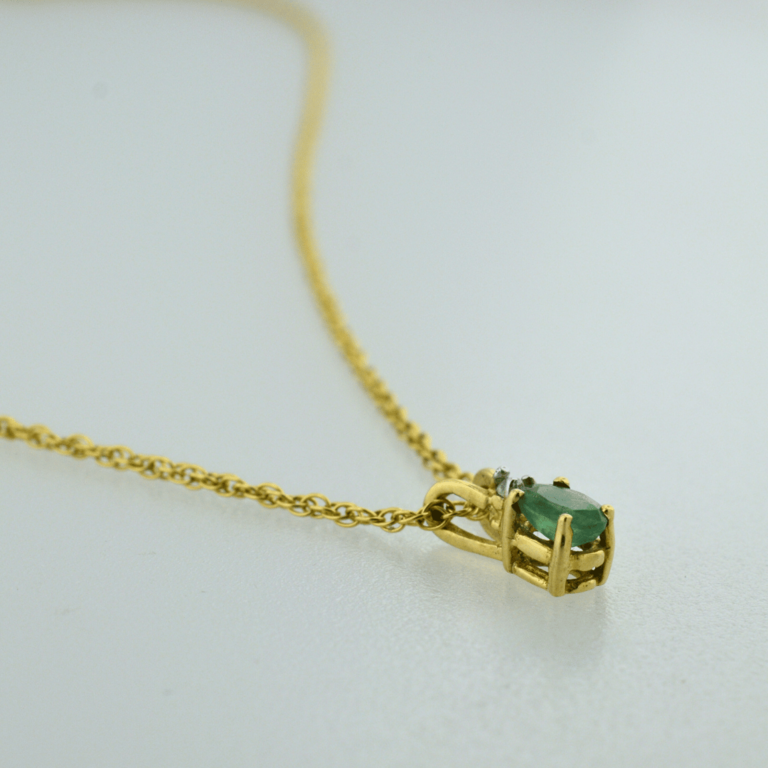 Estate Emerald & Diamond Pendant