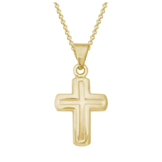 Expressions Jewelers 14K Matte & Shiny Cross Necklace