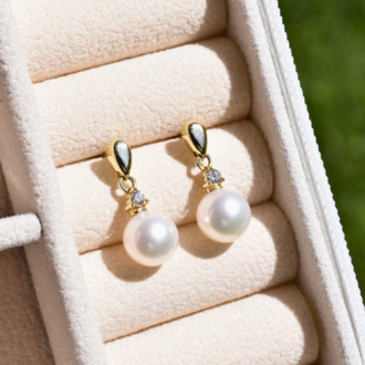 Expressions Jewelers Pearl & Diamond Drop Earrings