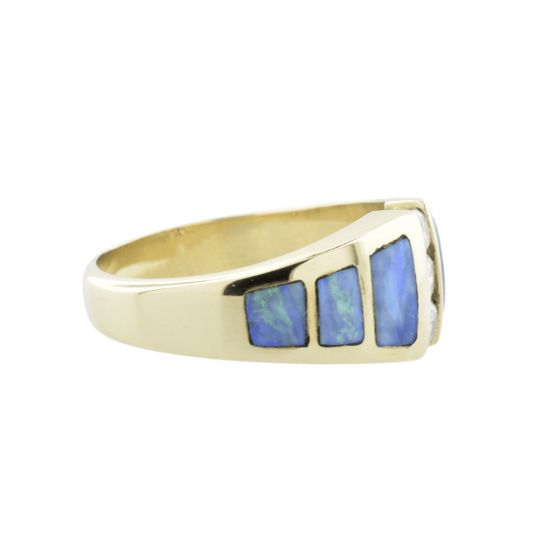 Estate Opal Inlay and Diamond Ring