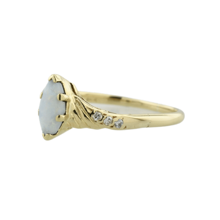 Estate Marquise Opal Ring with Diamond Accents