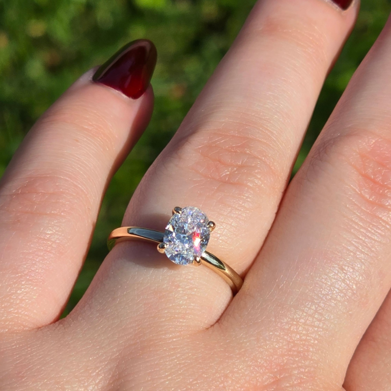 Lab-Grown Oval Solitaire Engagement Ring