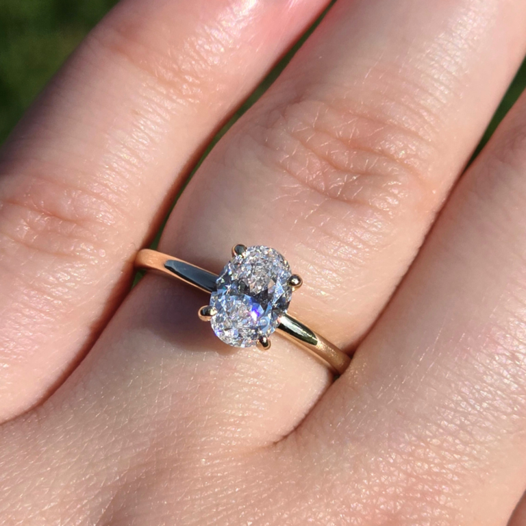 Lab-Grown Oval Solitaire Engagement Ring