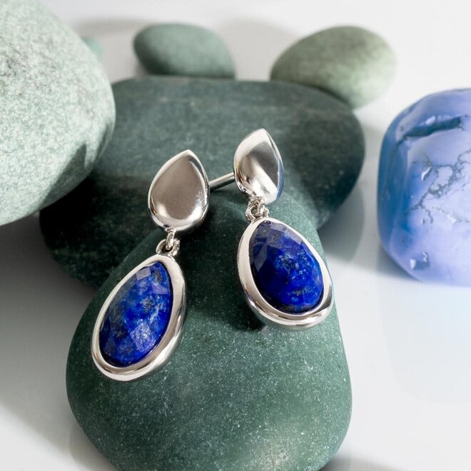 Coast Pebble Azure Gemstone Duo Droplet Necklace - Expressions